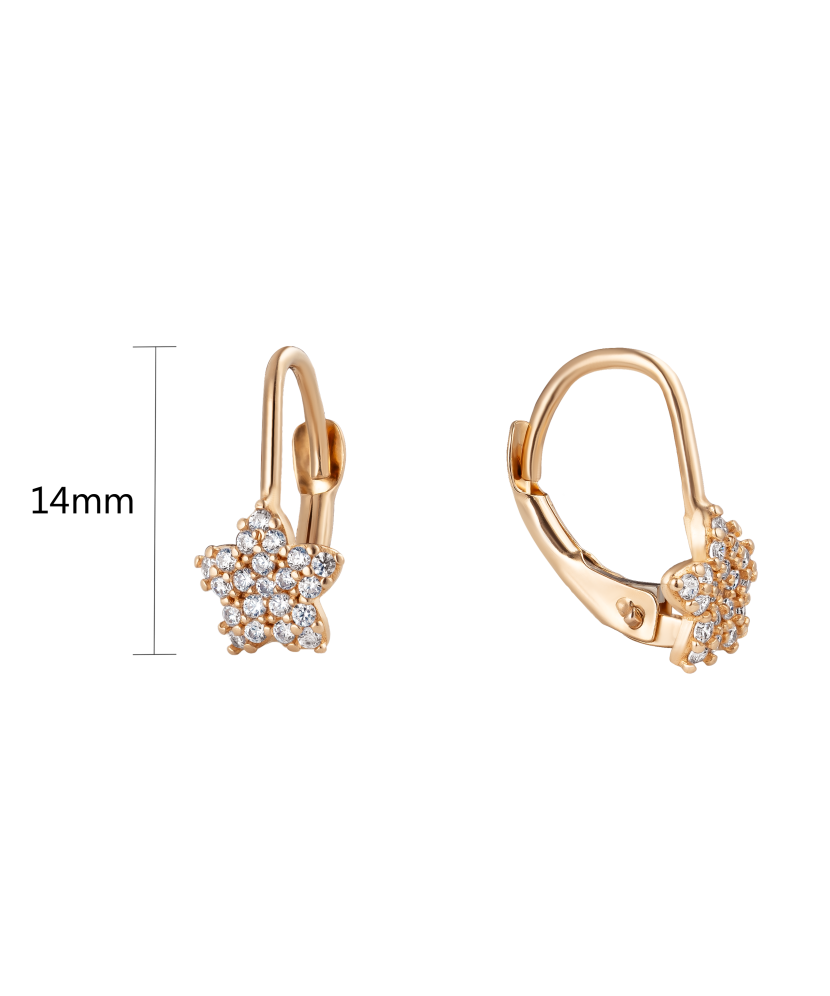 Gold earrings with zircons