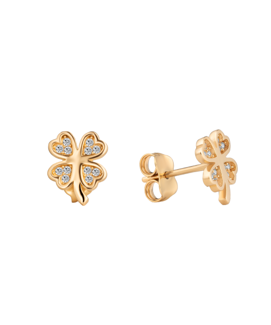 Gold earrings with zircons