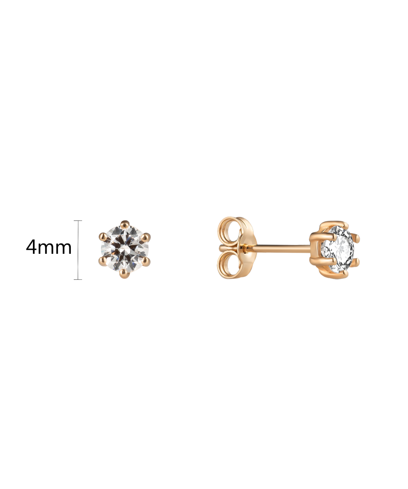 Gold earrings with zircons