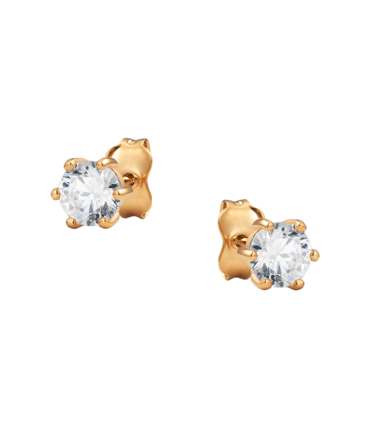 Gold earrings with zircons