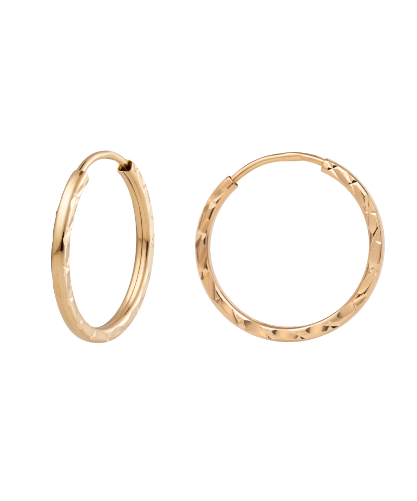 Gold engraved hoop earrings 18mm