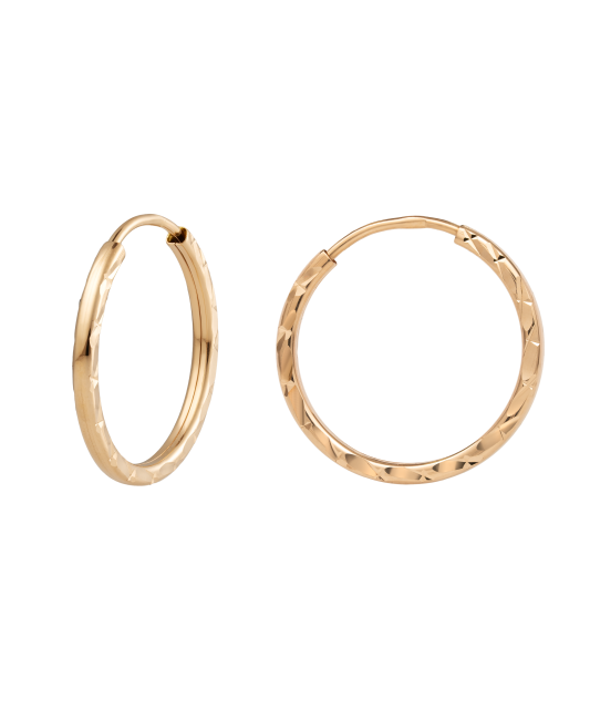 Gold engraved hoop earrings 18mm