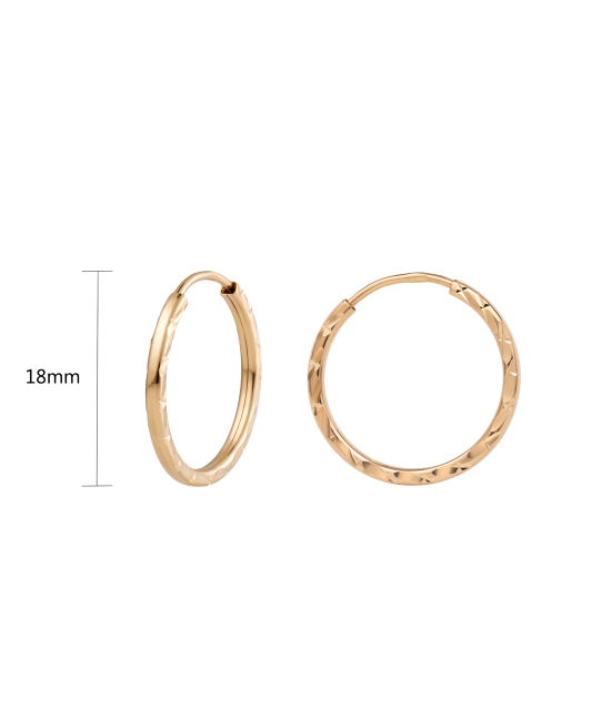 Gold engraved hoop earrings 18mm