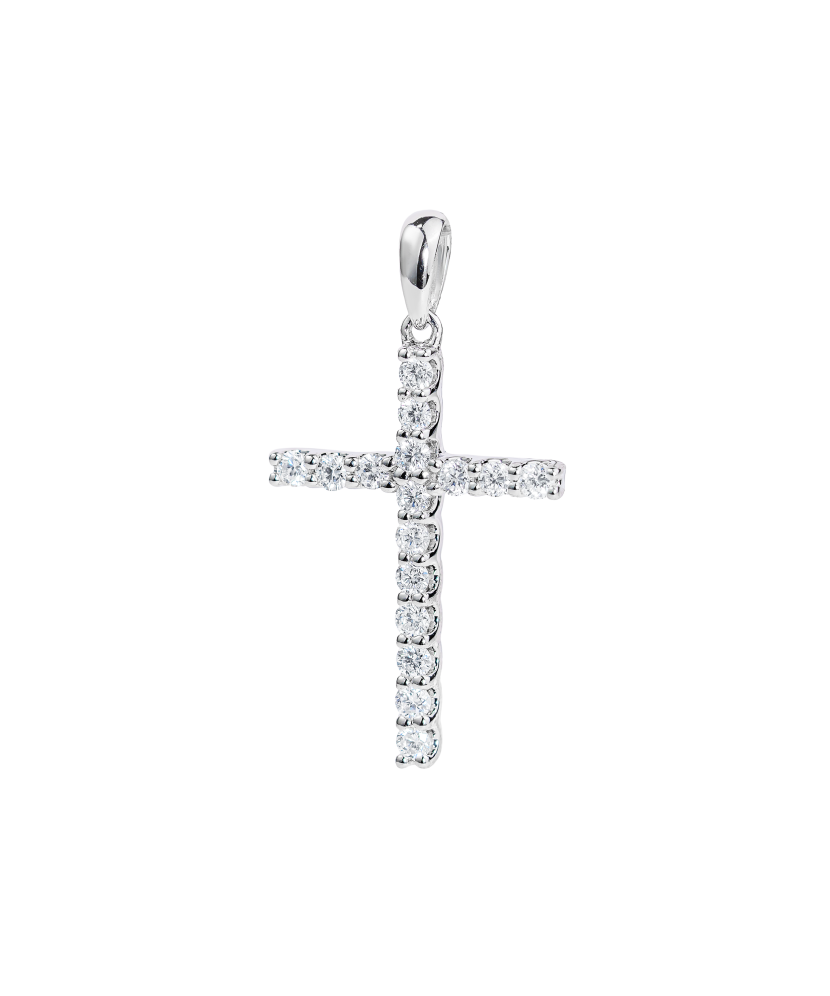 White gold chain with diamonds "Cross"