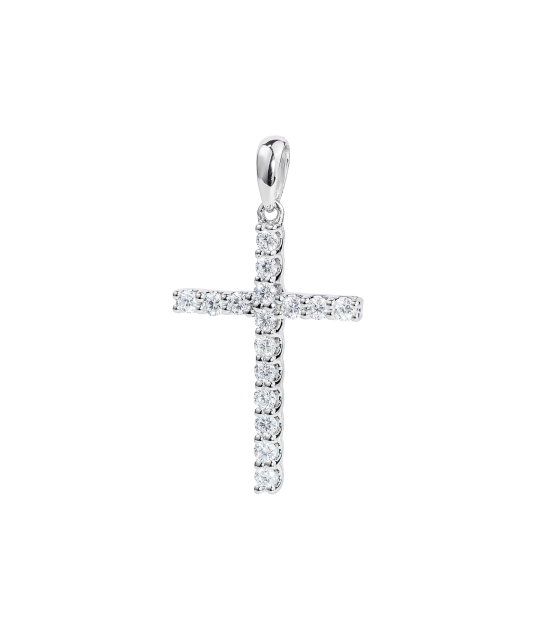 White gold chain with diamonds "Cross"