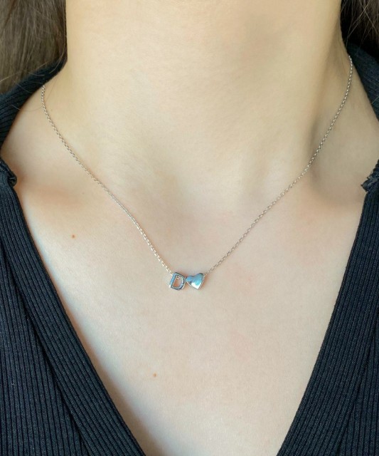 Hopeinen ketju riipuksella kirje D