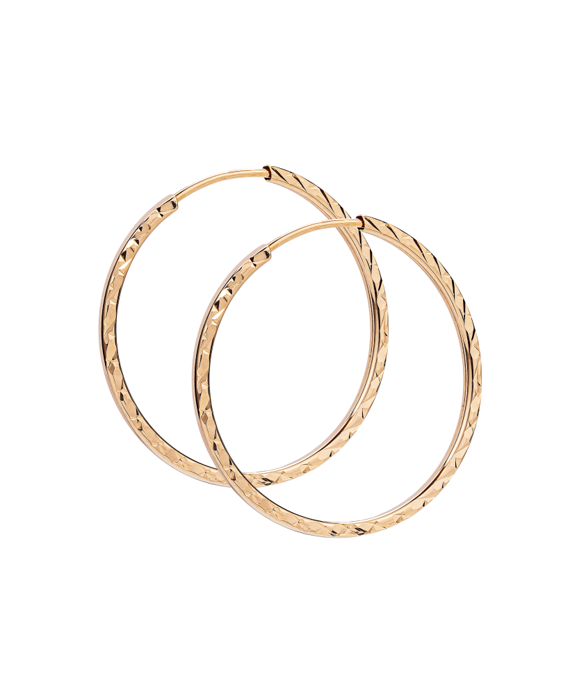 Gold engraved hoop earrings 29mm