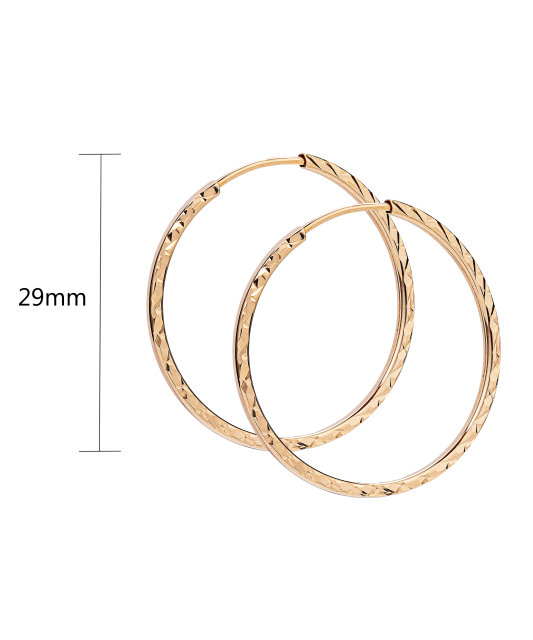 Gold engraved hoop earrings 29mm