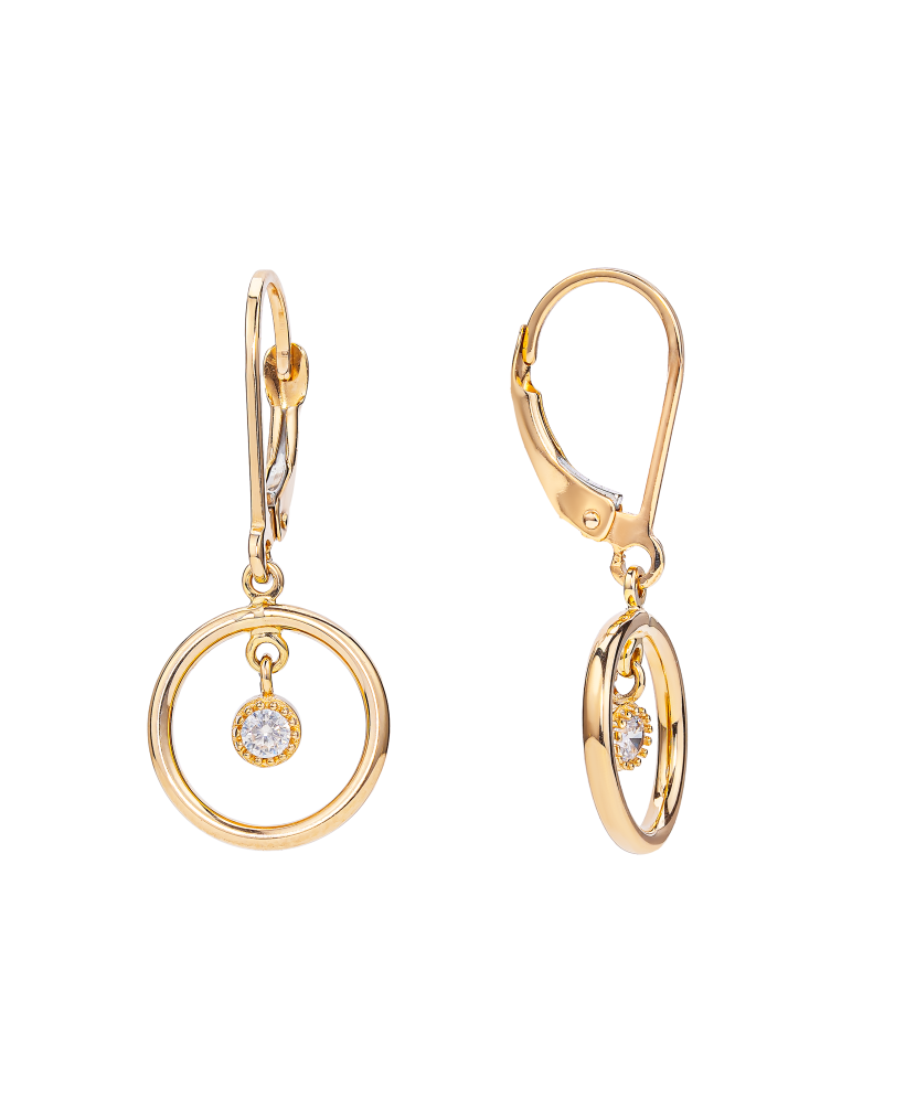 Gold earrings with zircons