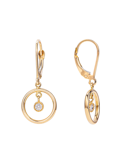 Gold earrings with zircons