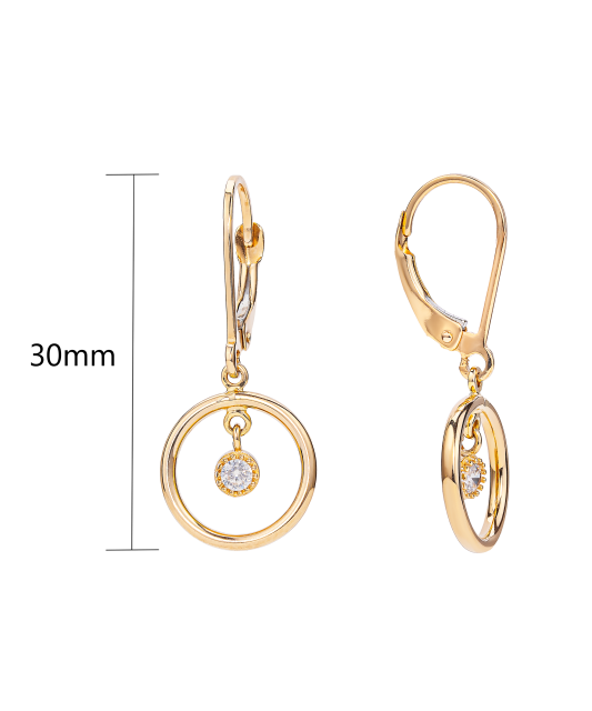 Gold earrings with zircons