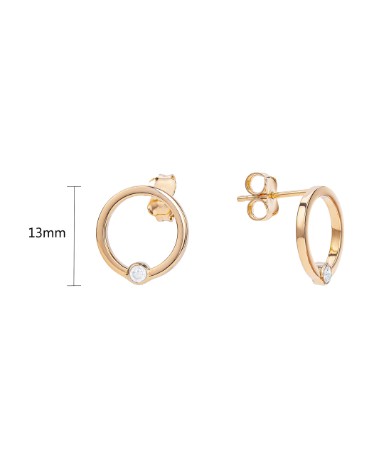 Gold earrings with zircons