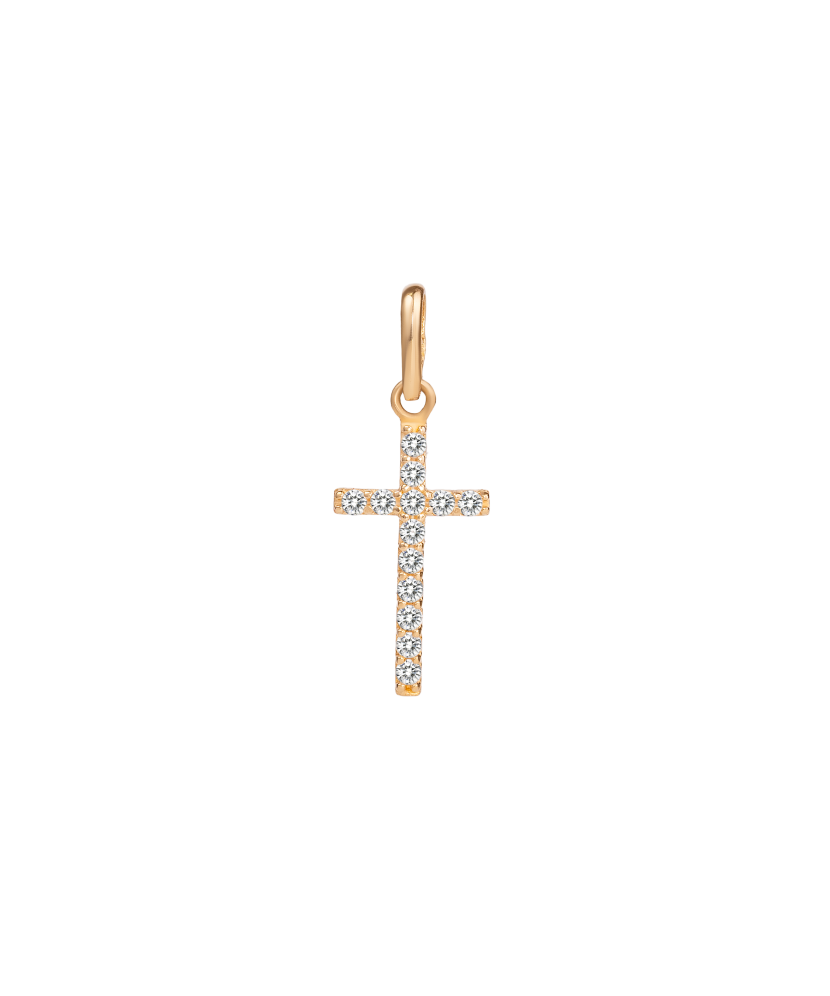 Gold pendant with zircons "cross"