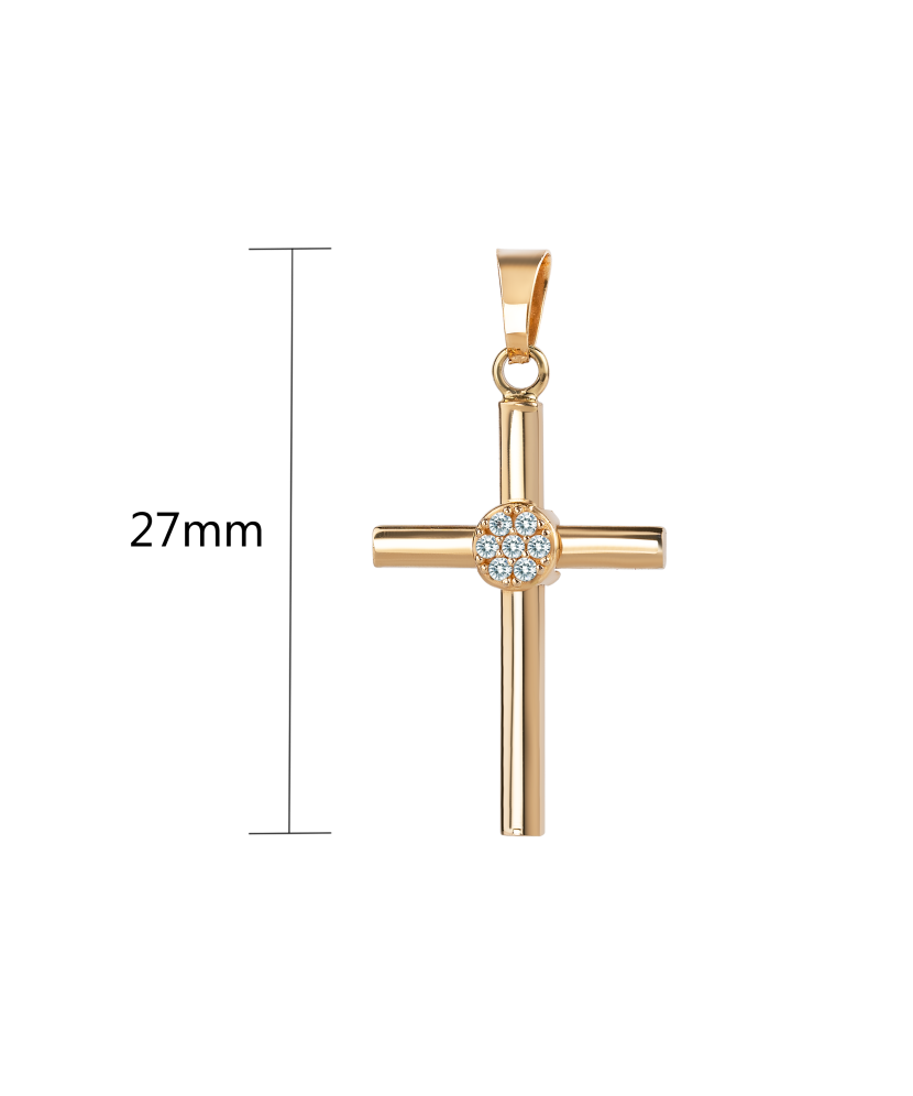 Gold pendant with zircons "cross"