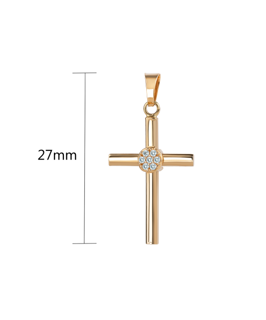 Gold pendant with zircons "cross"