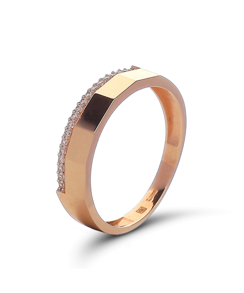 Gold ring with zircons