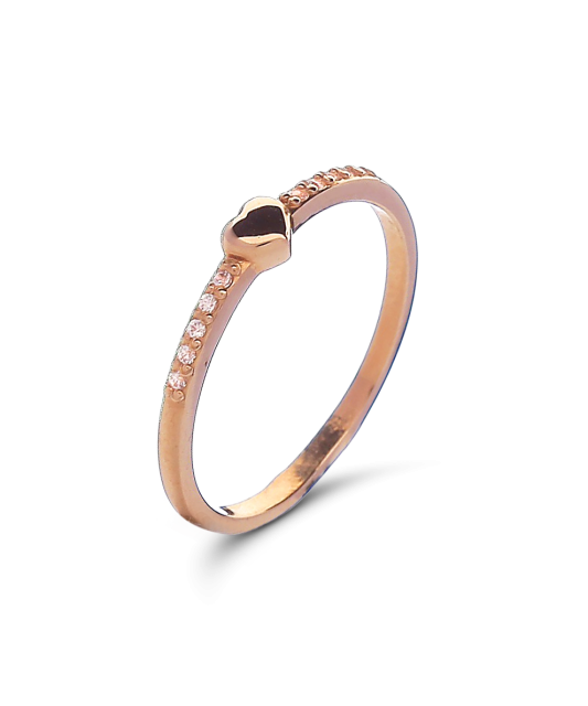 Gold ring with zircons "heart"