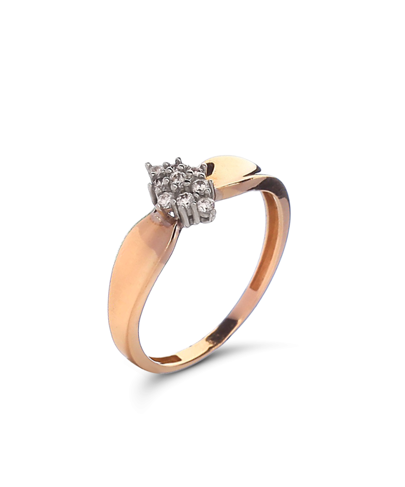 Gold ring with zircons