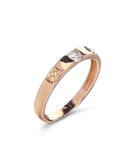 Gold ring with zirconium