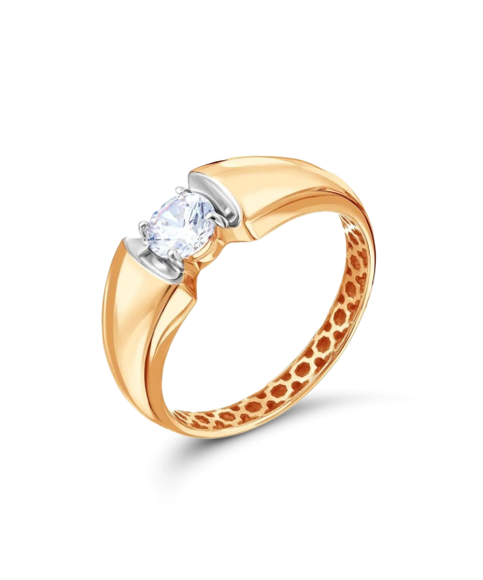 Gold ring with zircons