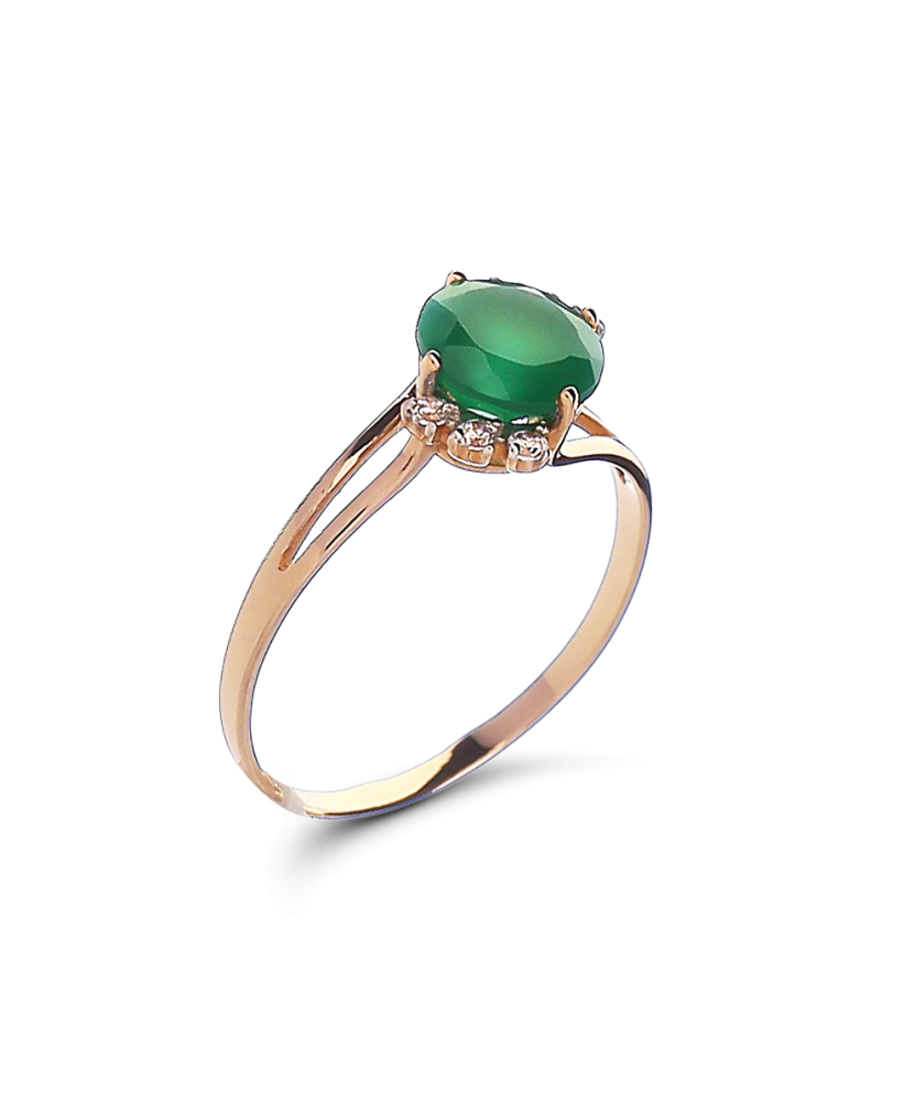 Auksinis žiedas su oniksu ir cirkoniais  - Goldinga