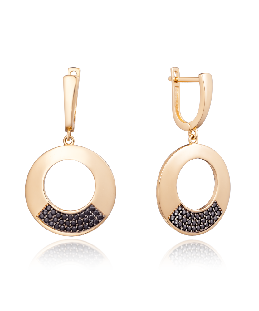 Gold earrings with zircons