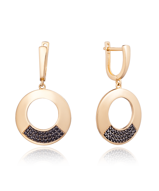 Gold earrings with zircons
