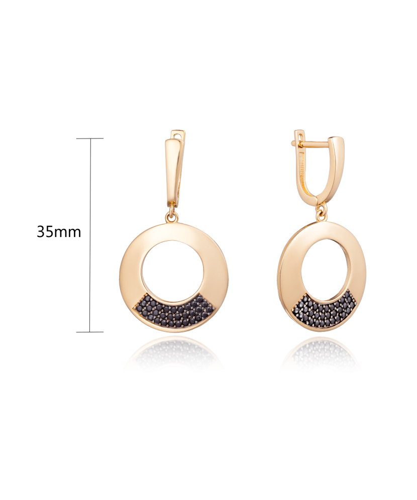 Gold earrings with zircons