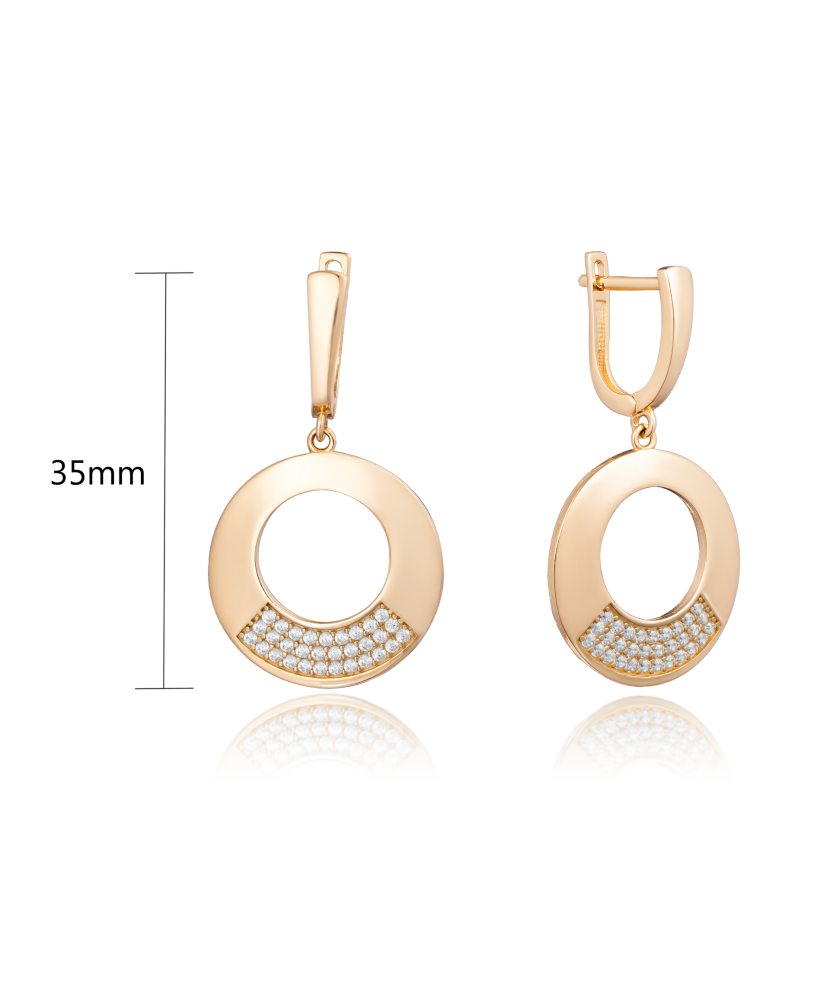 Gold earrings with zircons