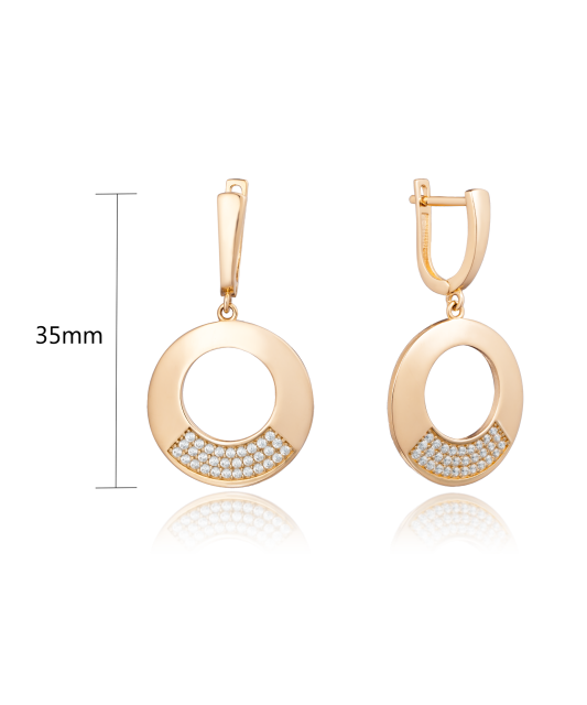 Gold earrings with zircons