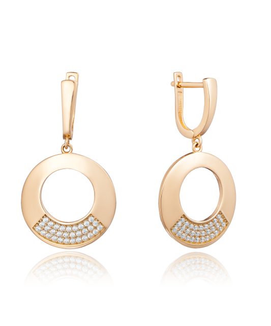 Gold earrings with zircons