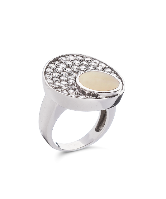 Sterling silver ring with zircons and enamel