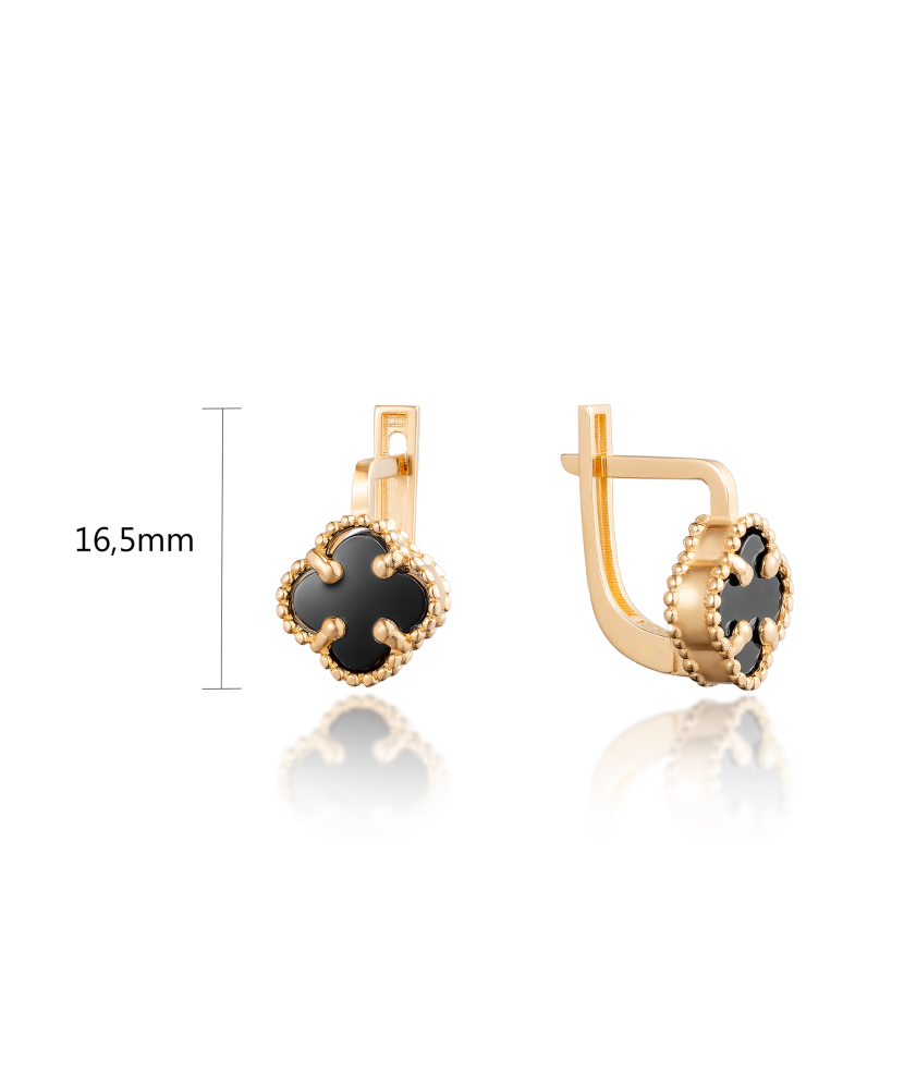 Gold earrings with onyx