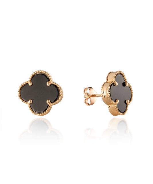 Kultaiset korvakorut onyksilla 14mm