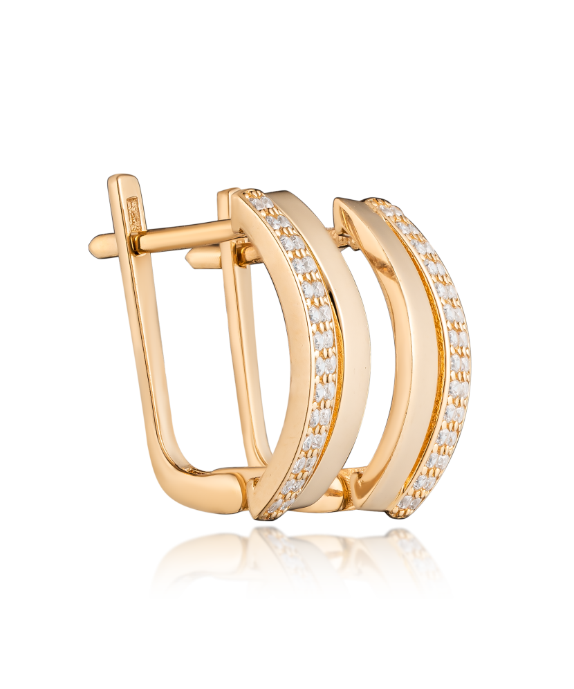 Gold earrings with zircons