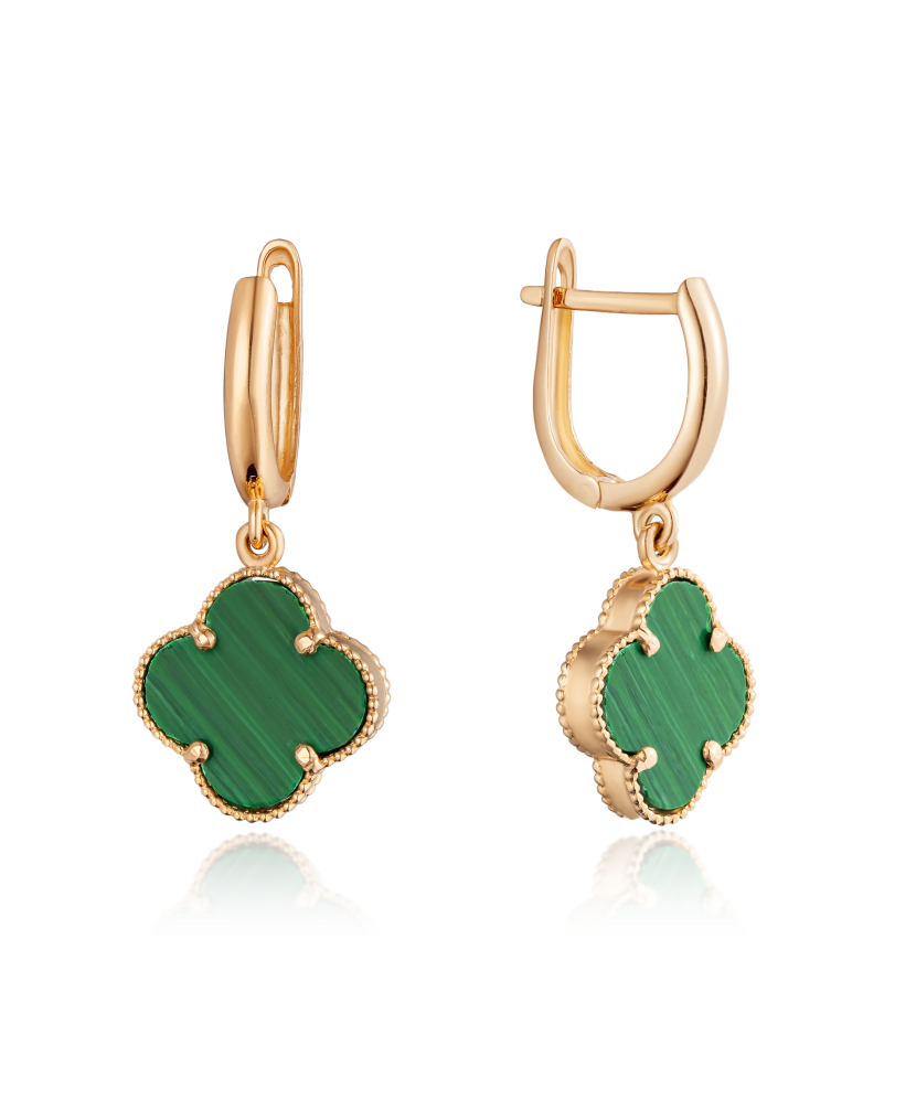 Gold earrings with enamel