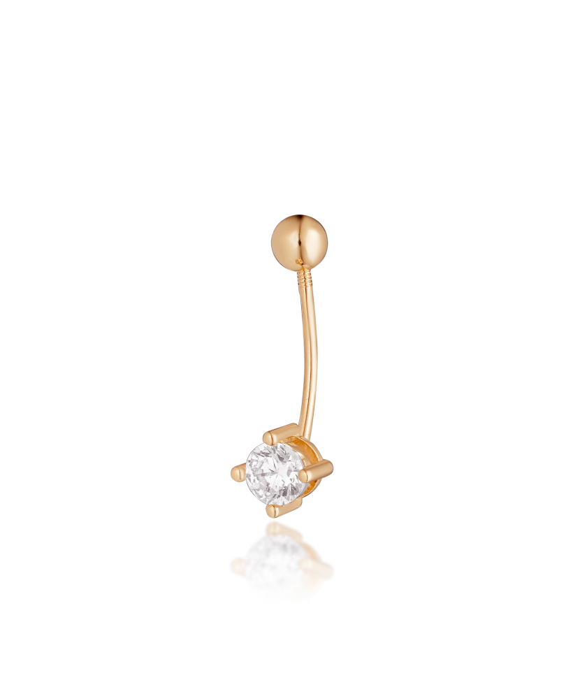 Gold Belly Button Ring with zirconium