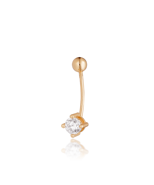 Gold Belly Button Ring with zirconium