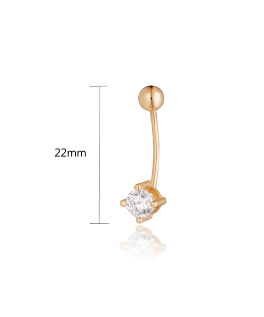 Gold Belly Button Ring with zirconium