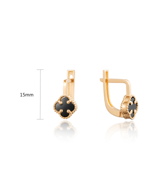 Gold earrings with enamel