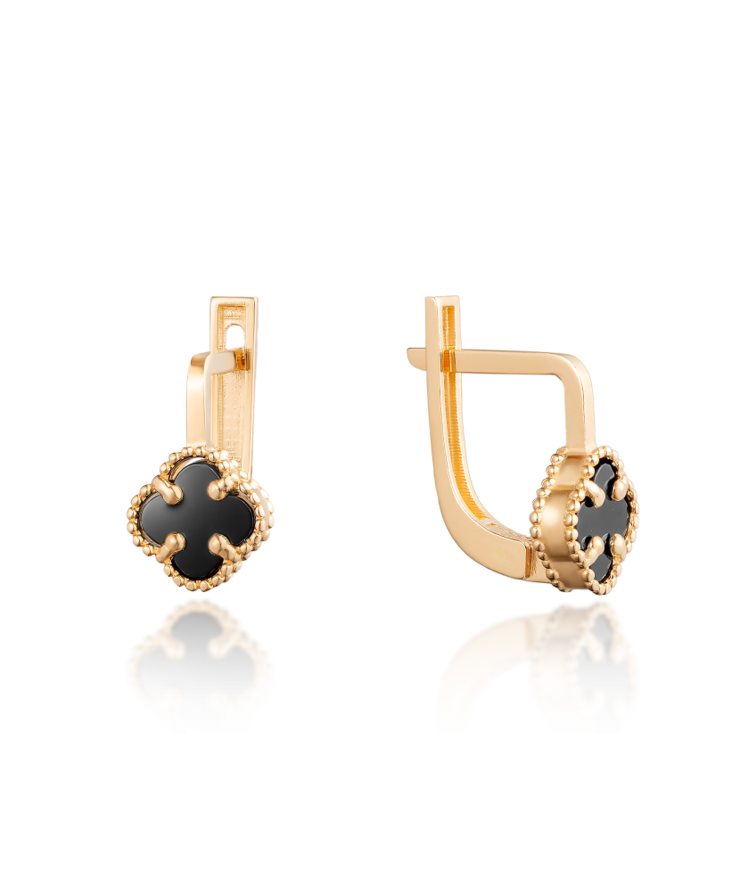 Gold earrings with enamel