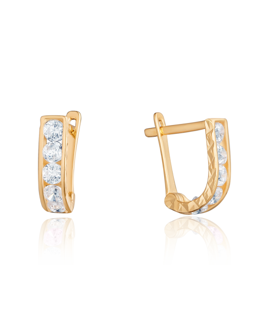 Gold earrings with zircons