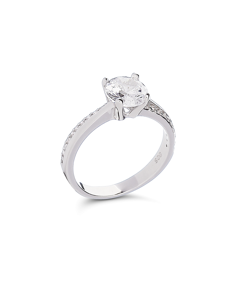 Sterling silver ring with zircons