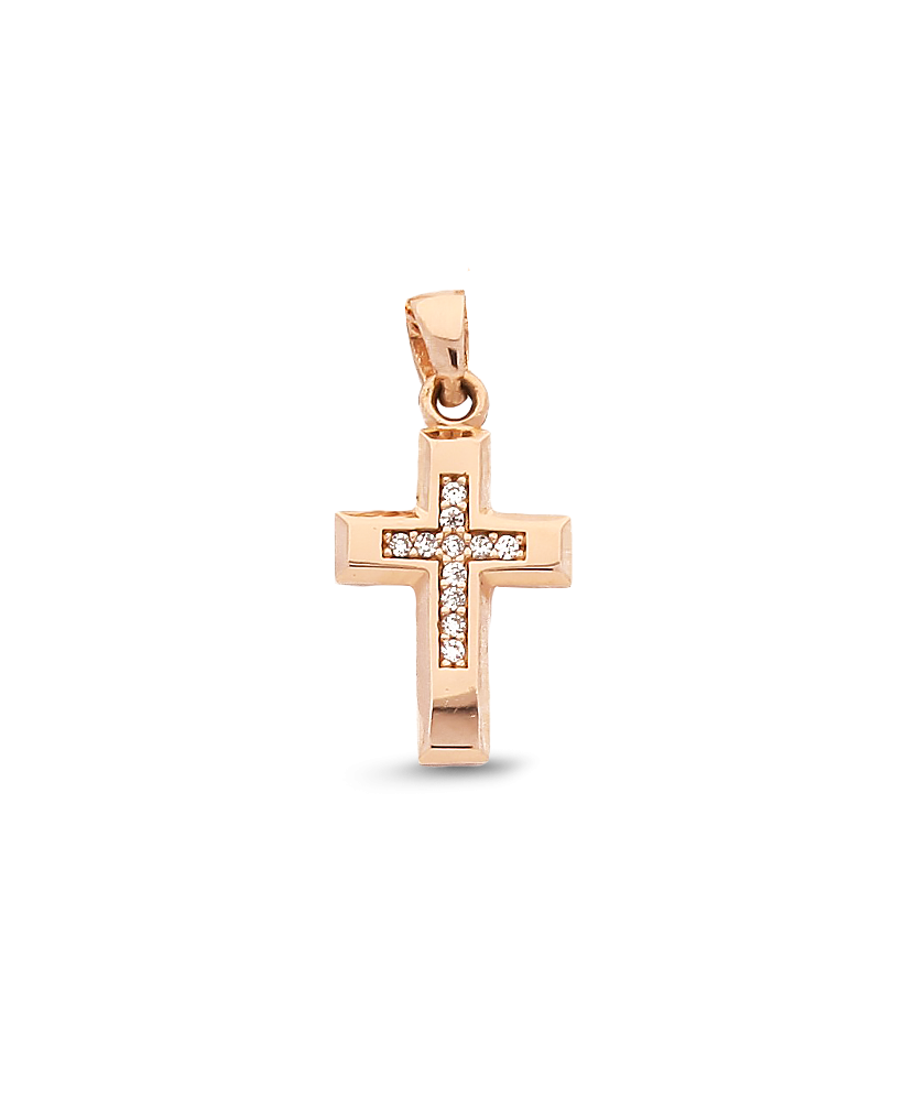 Gold pendant with zircons "cross"