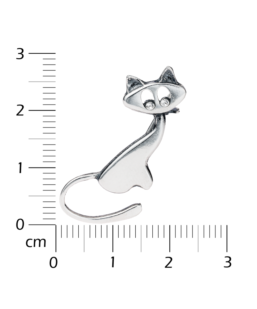 Sterling silver  brooch with zirconium "Cat"