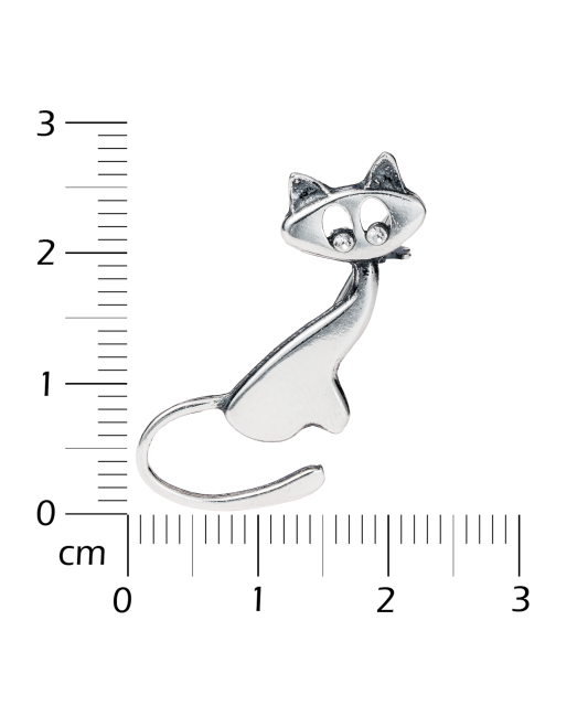 Hopeinen rintaneula zirkonailla "Kissa"