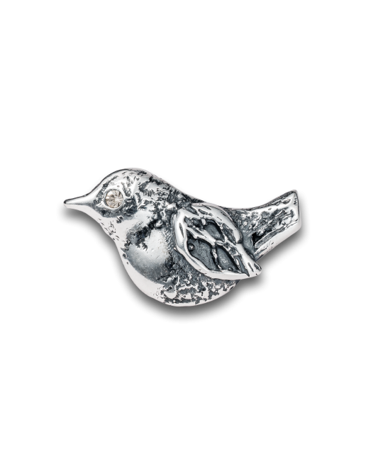 Sterling silver  brooch with zirconium "Bird"