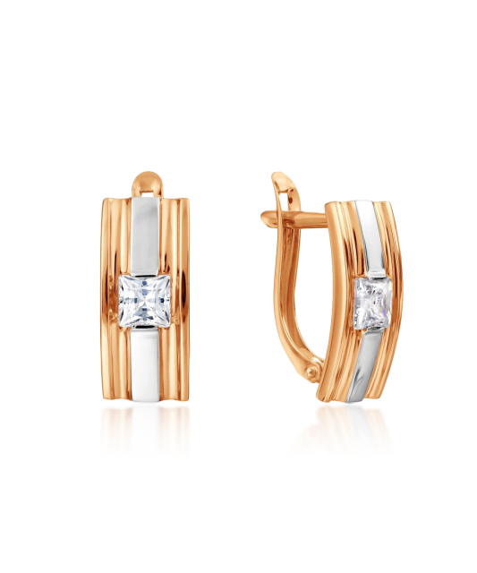 Gold earrings with zirconium