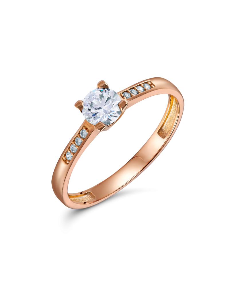 Gold ring with zircons
