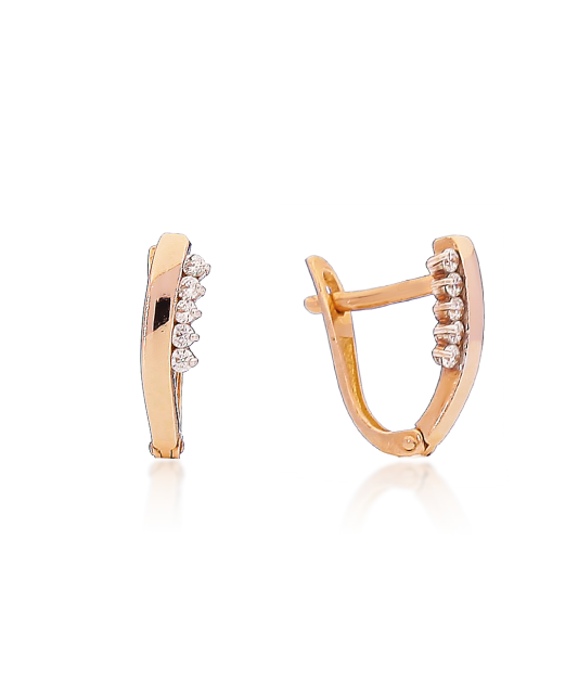 Gold earrings with zircons
